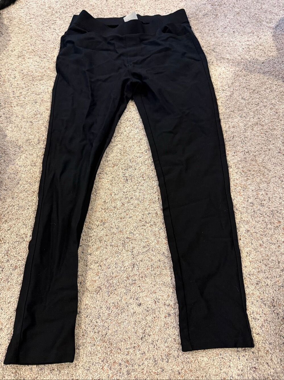 Zara Women Large Black Professional Ankle Stretch Gold Button on Elastic Band Hi